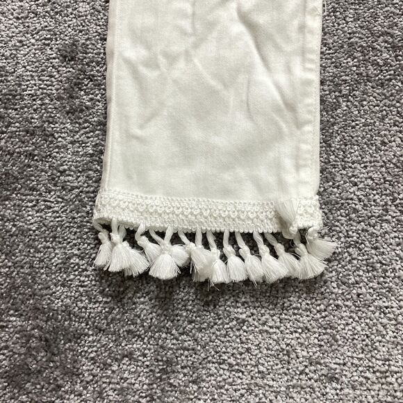 Chico's White Ankle Jeans with Fringe Hem - Picture 9 of 16